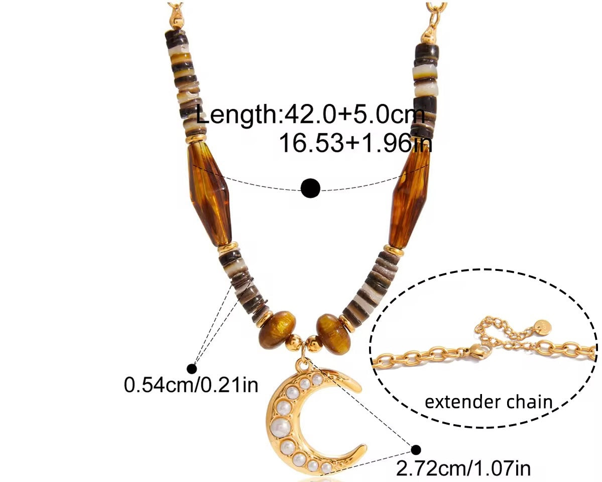 Moon Beaded Necklace