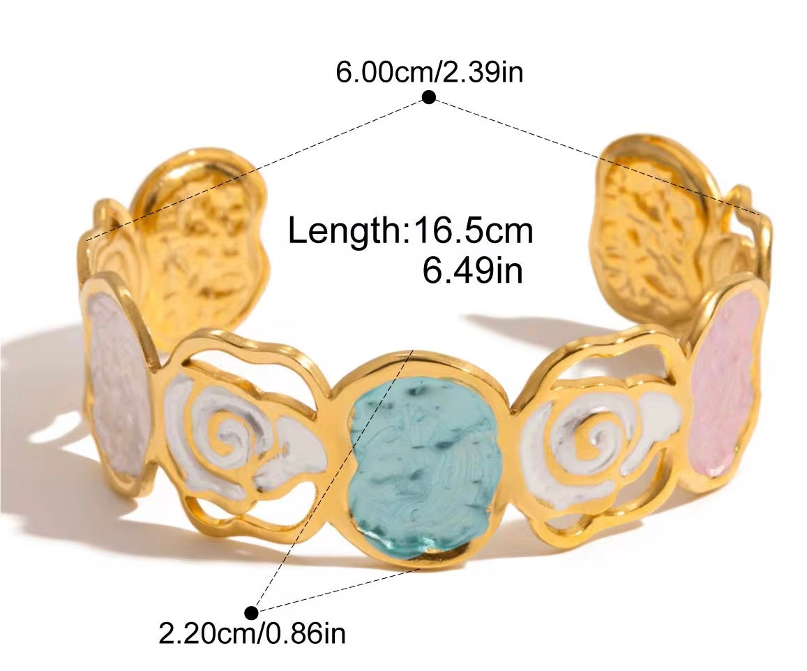 Rose Enamel Cuff