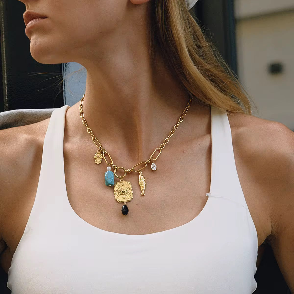 Chunky Hamsa Necklace