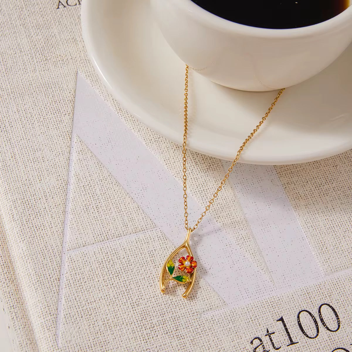 Flower Wishbone Necklace