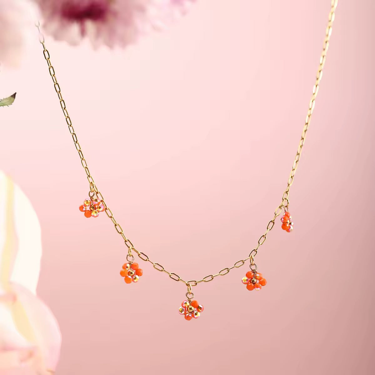 Orange flower necklace