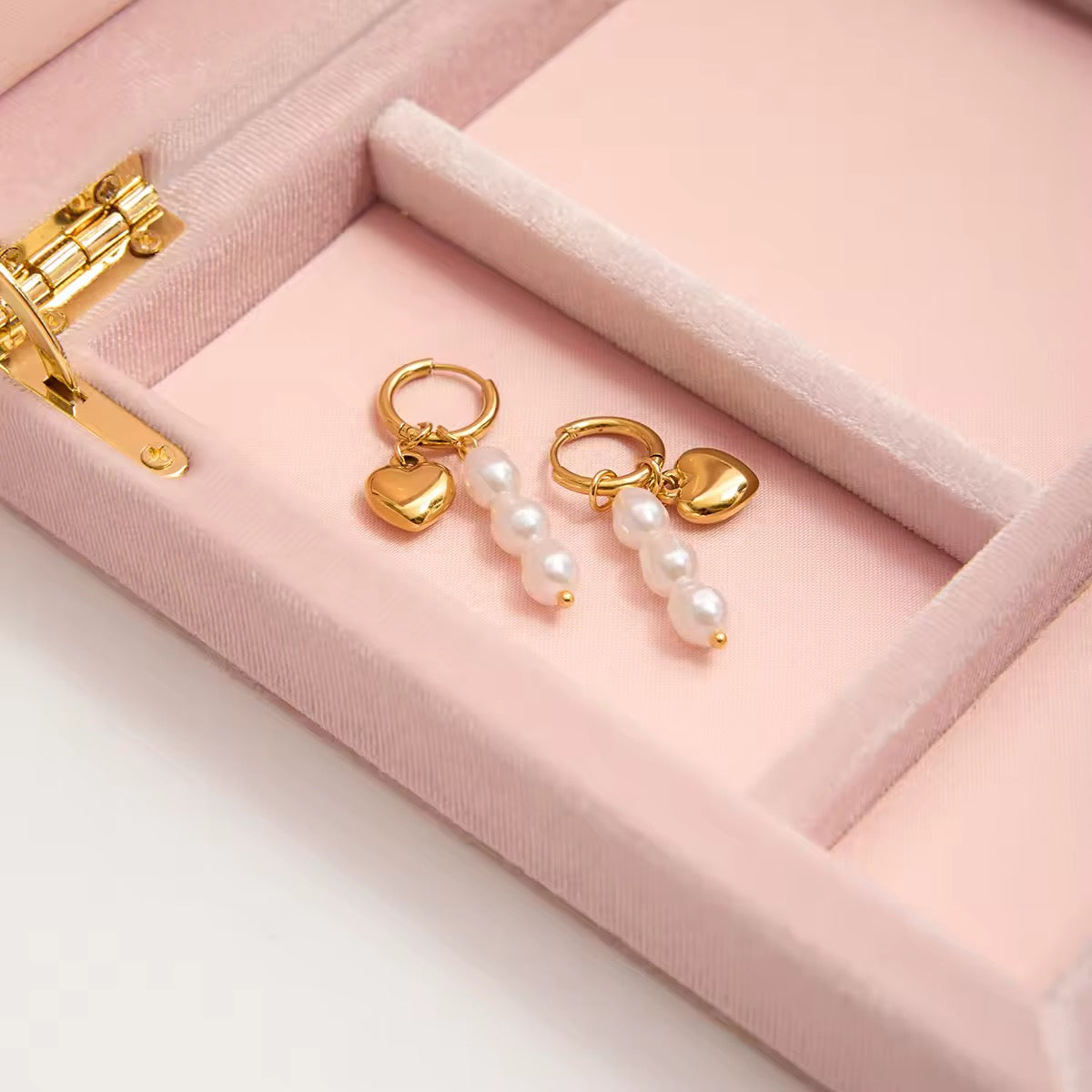 Heart Pearl Hoops