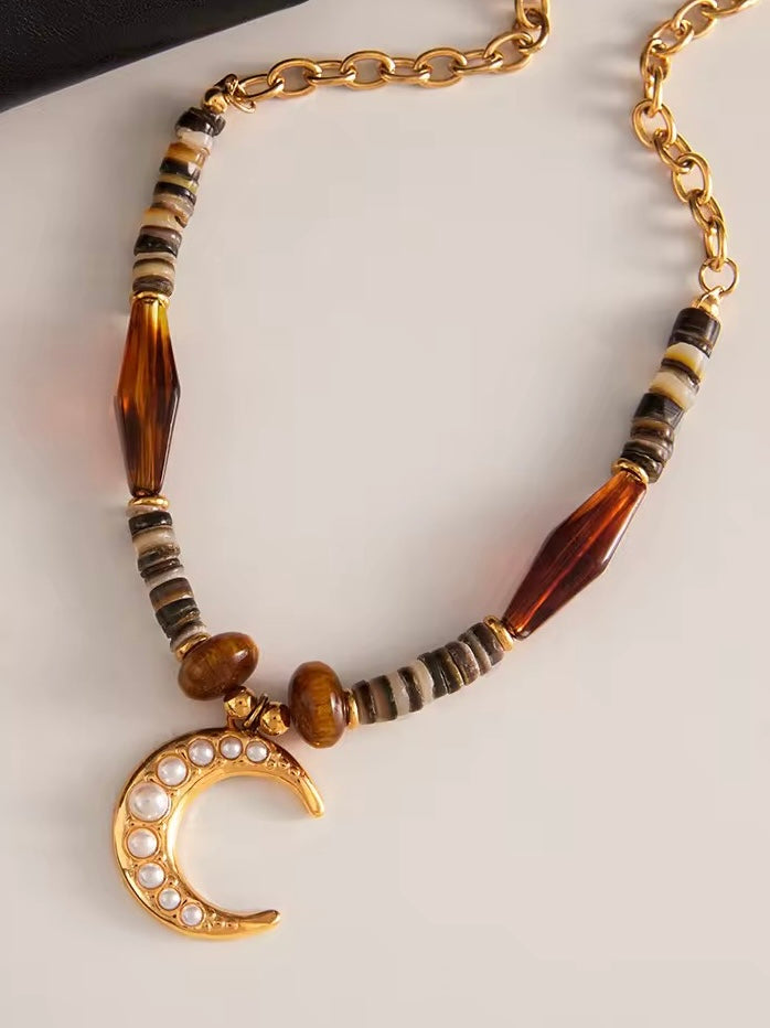 Moon Beaded Necklace