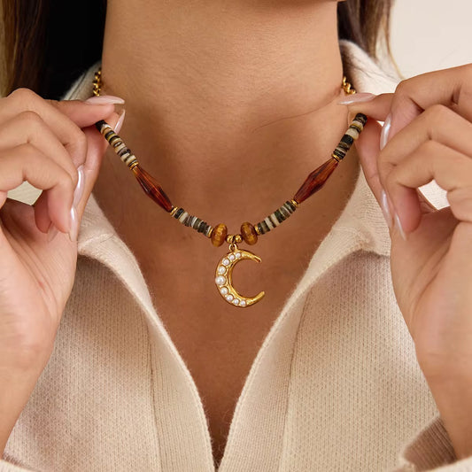 Moon Beaded Necklace