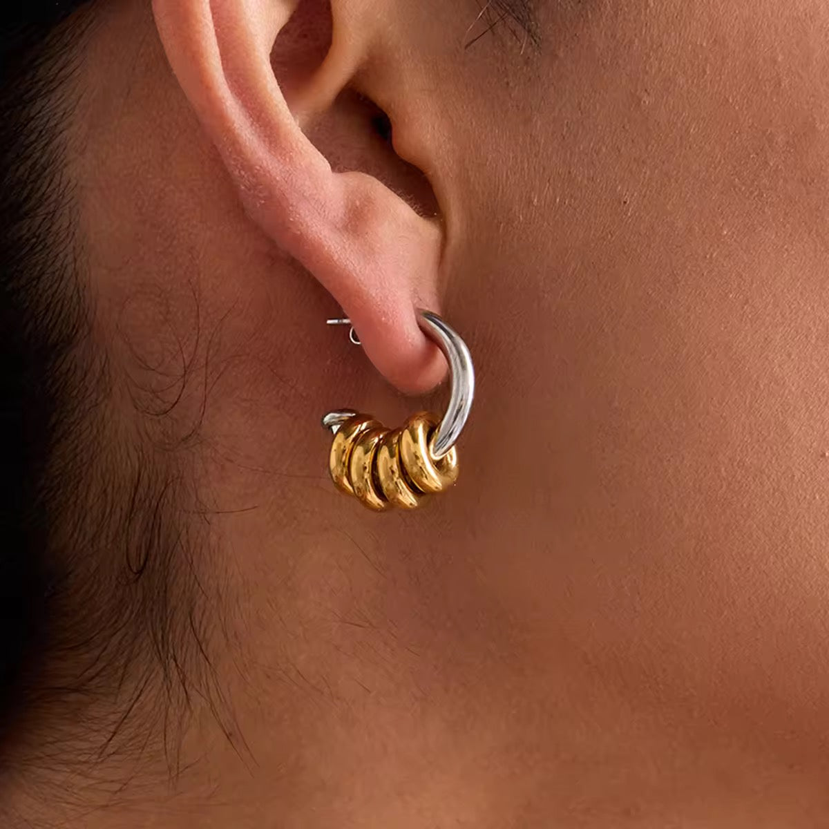Two Tone small Hoops