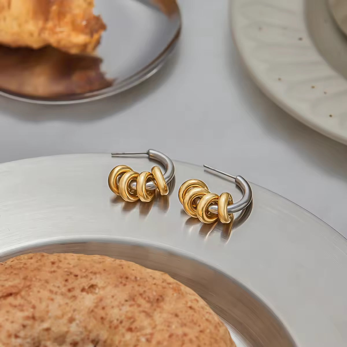 Two Tone small Hoops