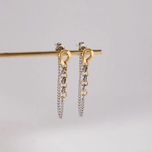 Two tone chain earrings