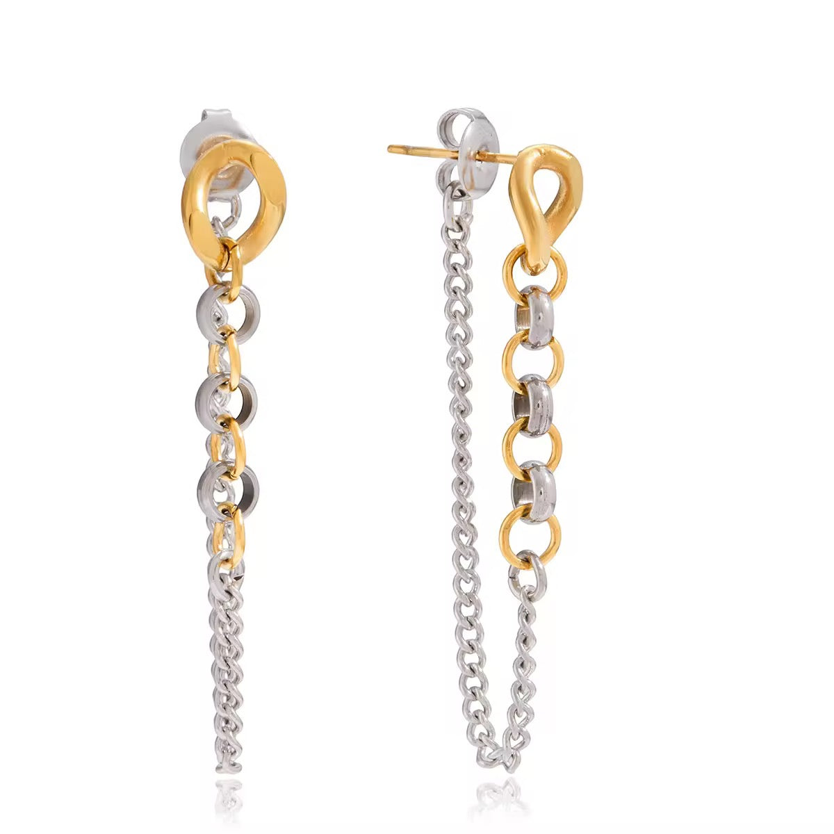 Two tone chain earrings