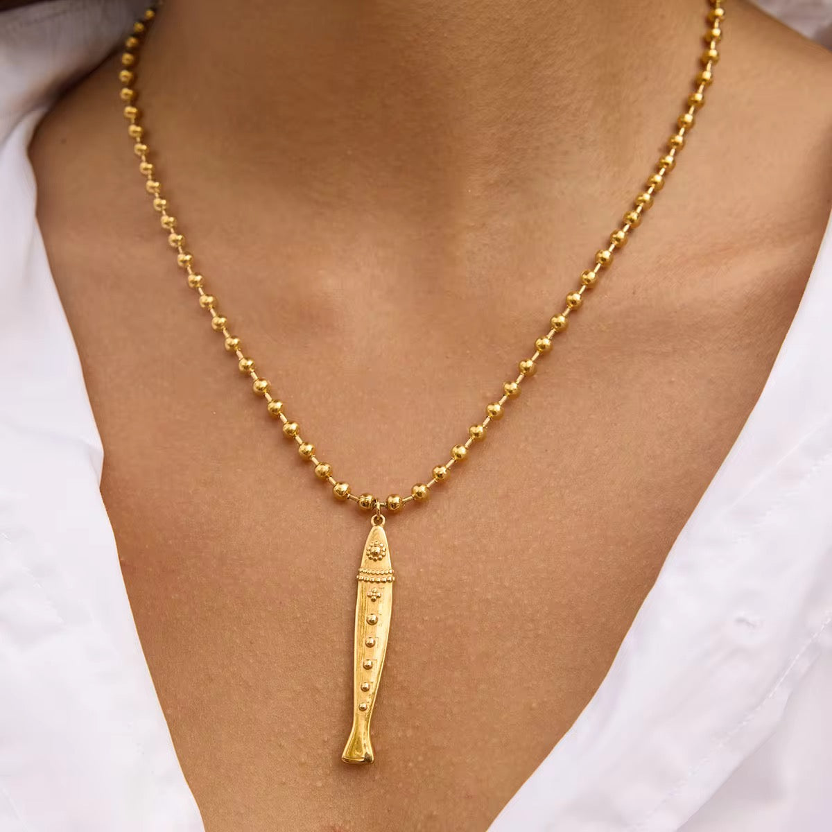 Beaded Chunky Fish necklace