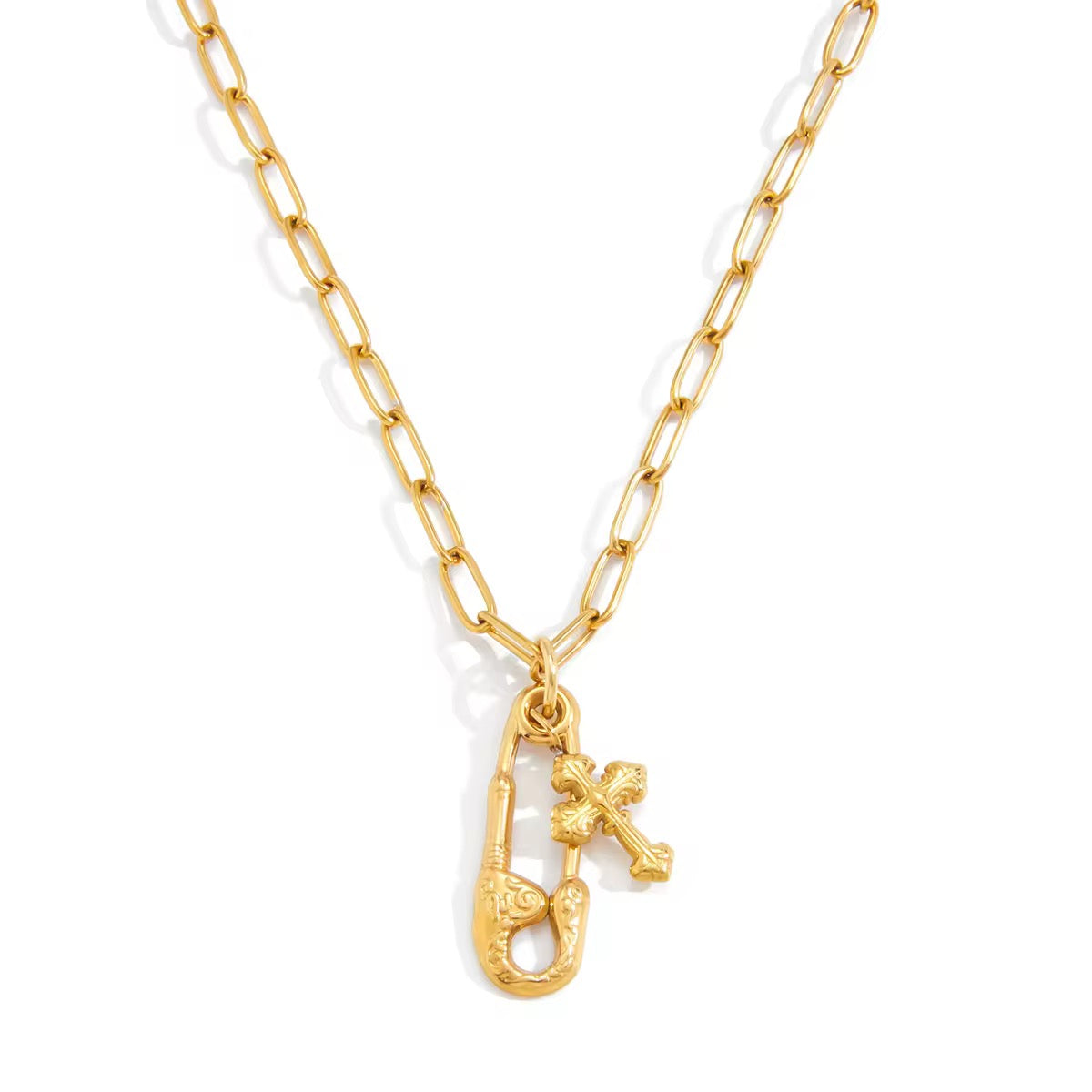 Statement Pin Cross necklace