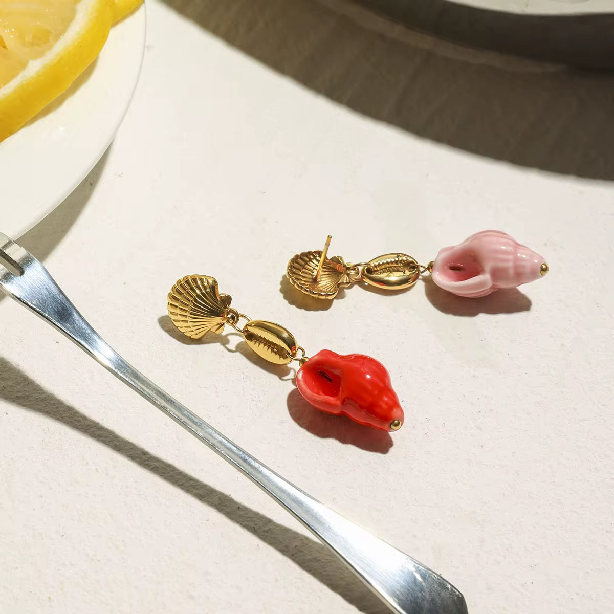 Ceramic Conch earrings