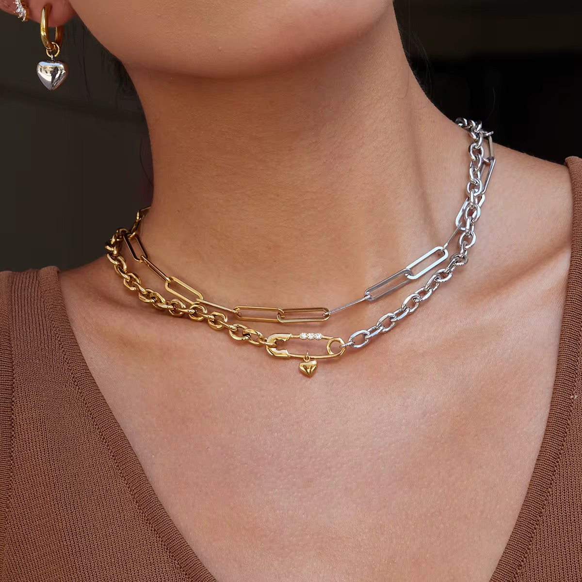 Safety Pin statement Necklace