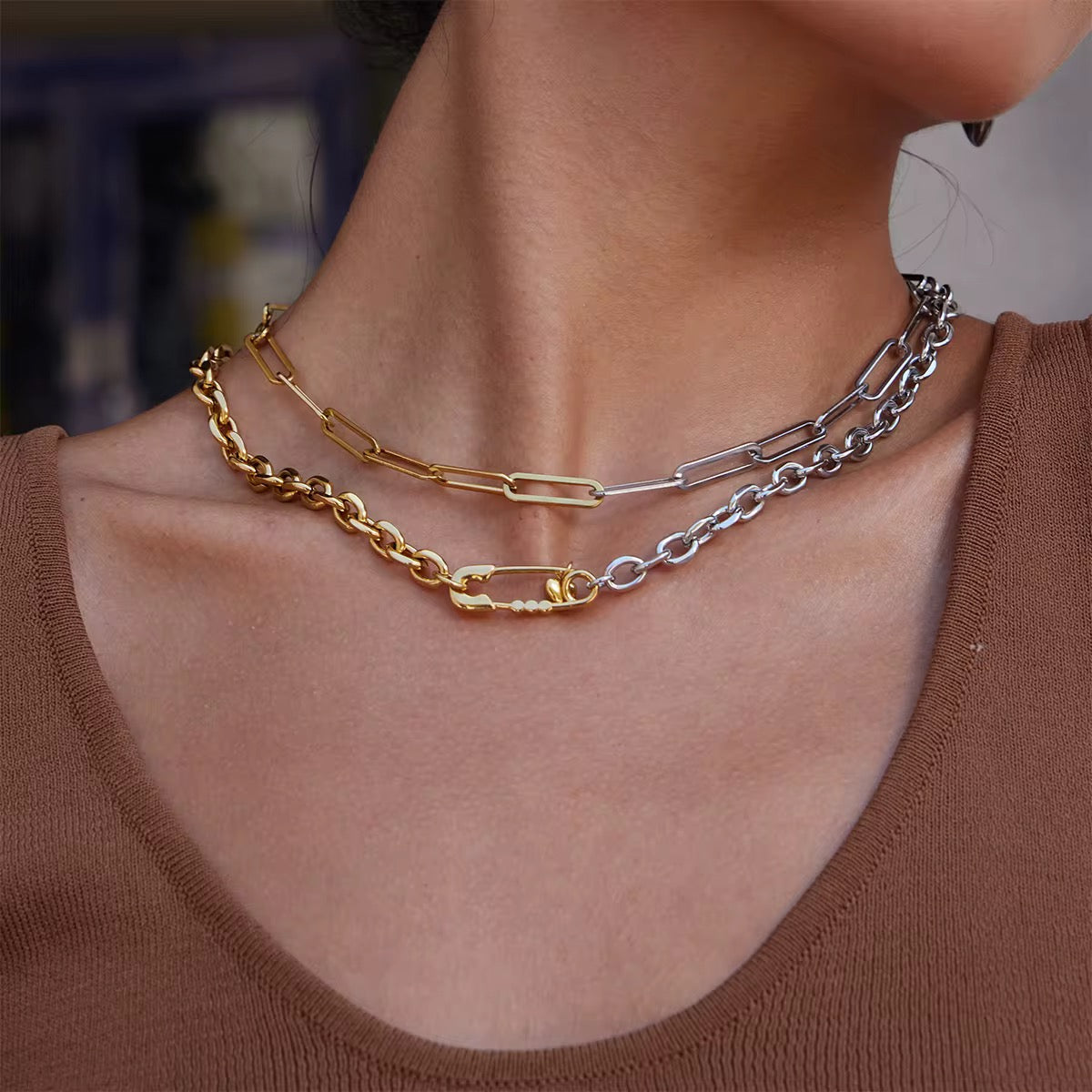 Safety Pin statement Necklace