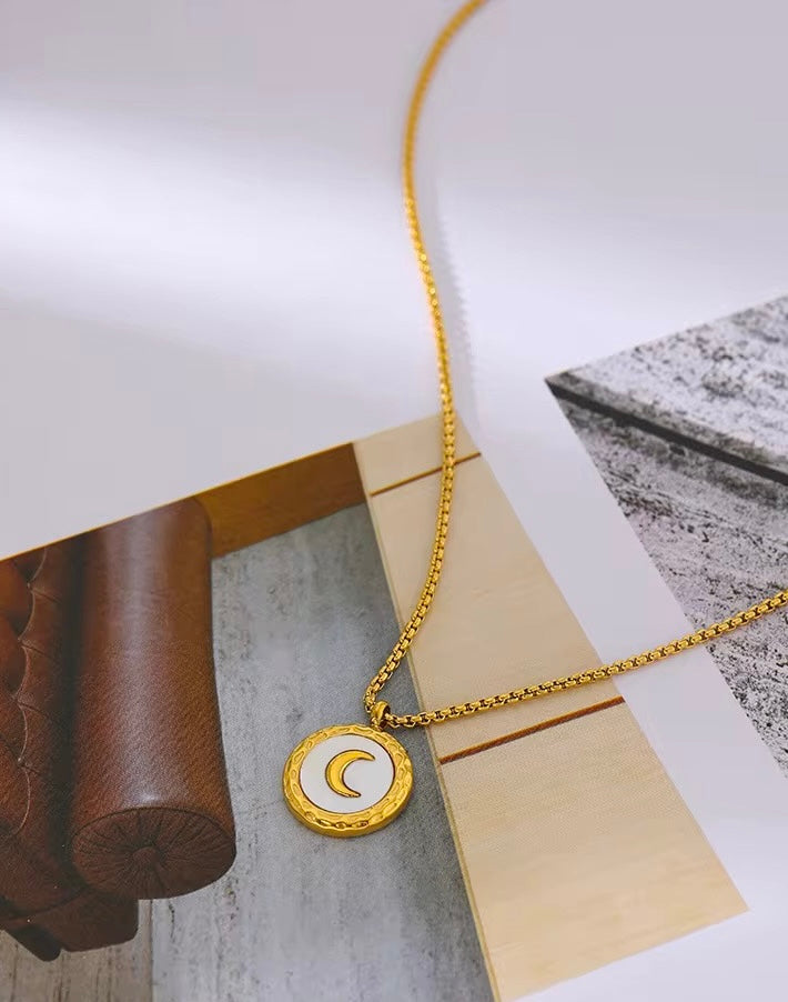 Natural shell crescent Necklace