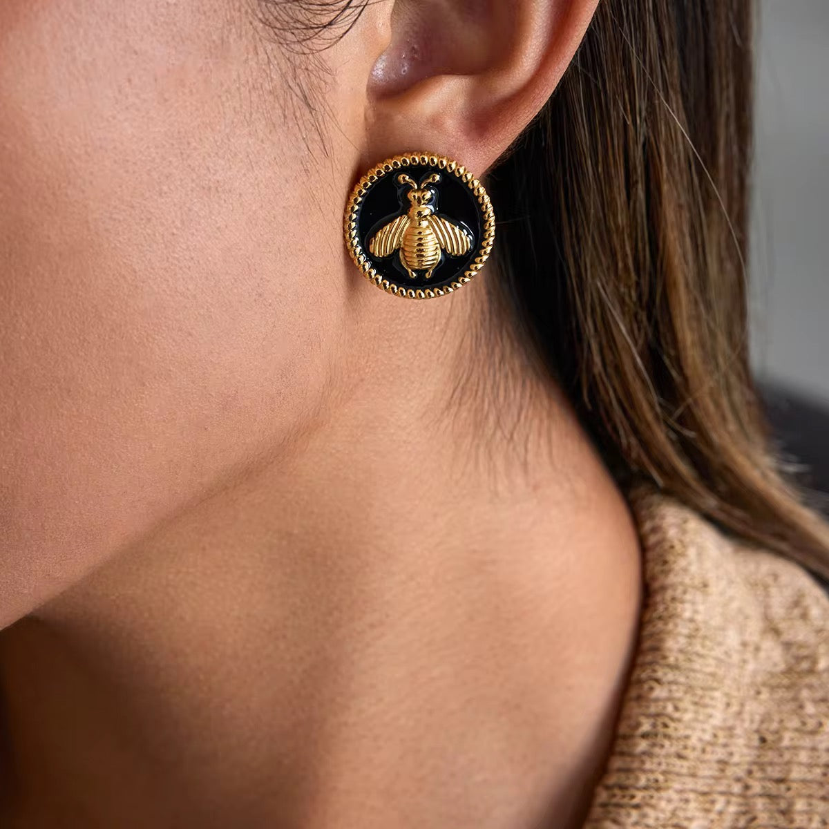 Enamel Bee Studs