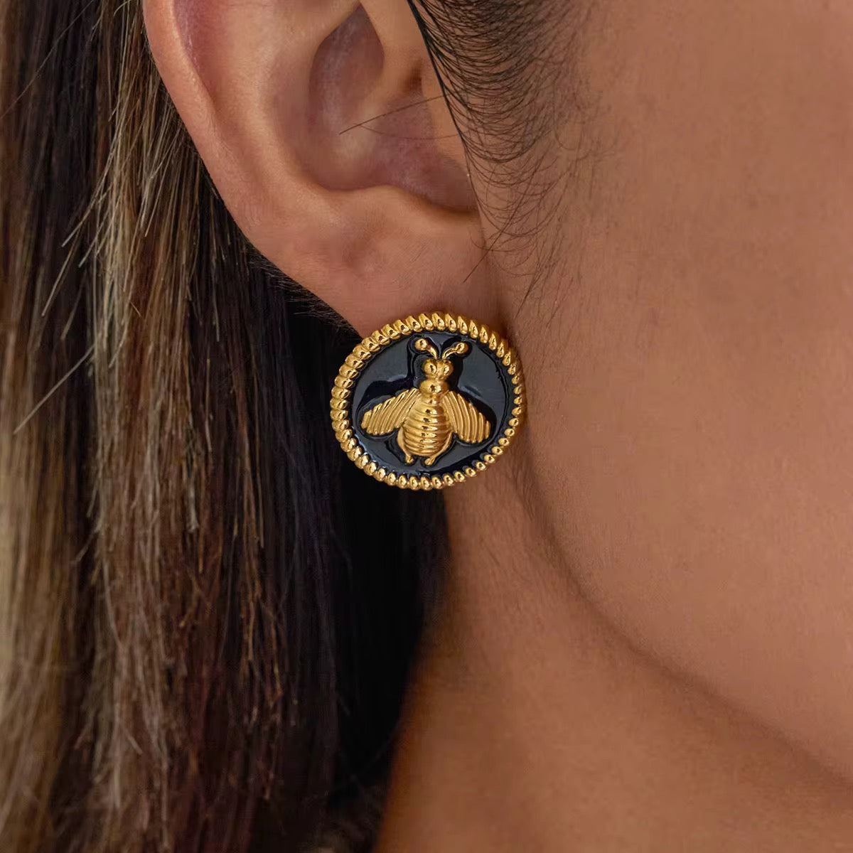 Enamel Bee Studs