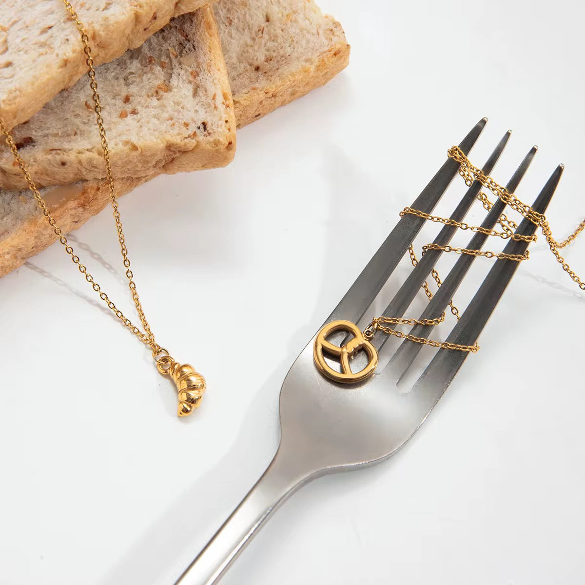 Pretzel croissant Necklace