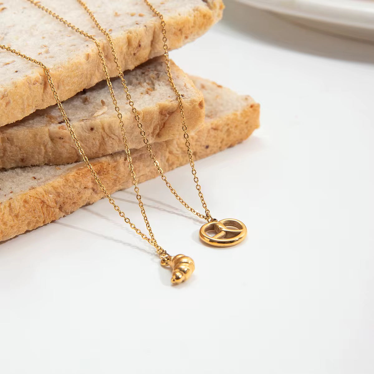 Pretzel croissant Necklace