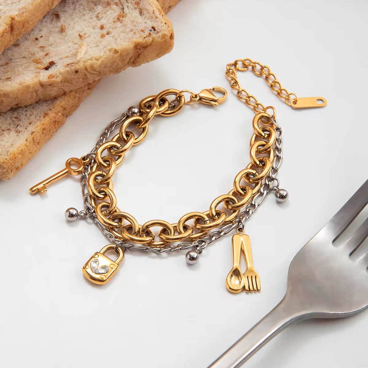 Lock & Key charm bracelet