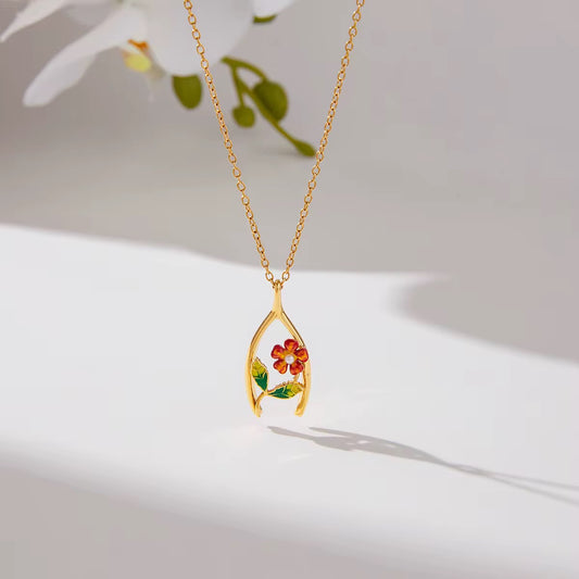 Flower Wishbone Necklace