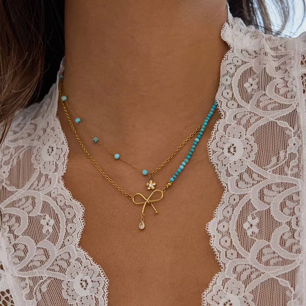 Turquoise Bow Necklace