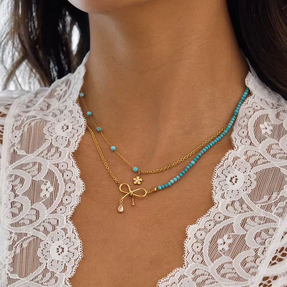 Turquoise Bow Necklace