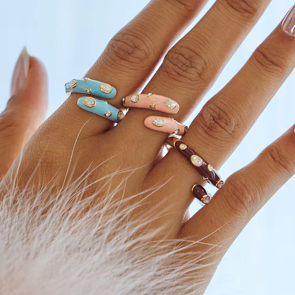 Enamel Stone Ring