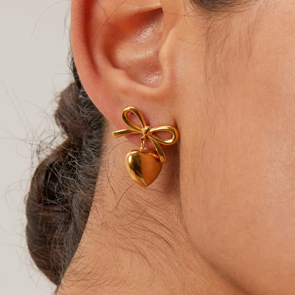 Bow Heart Studs