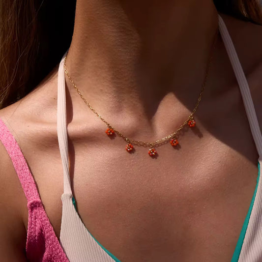 Orange flower necklace