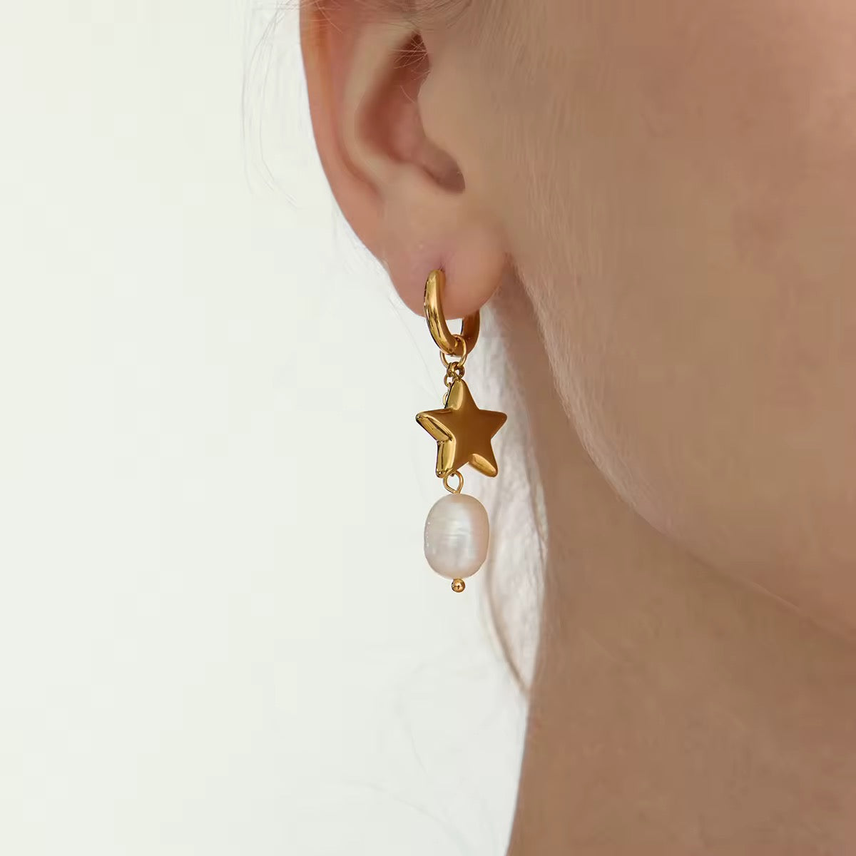 Star pearl Hoops