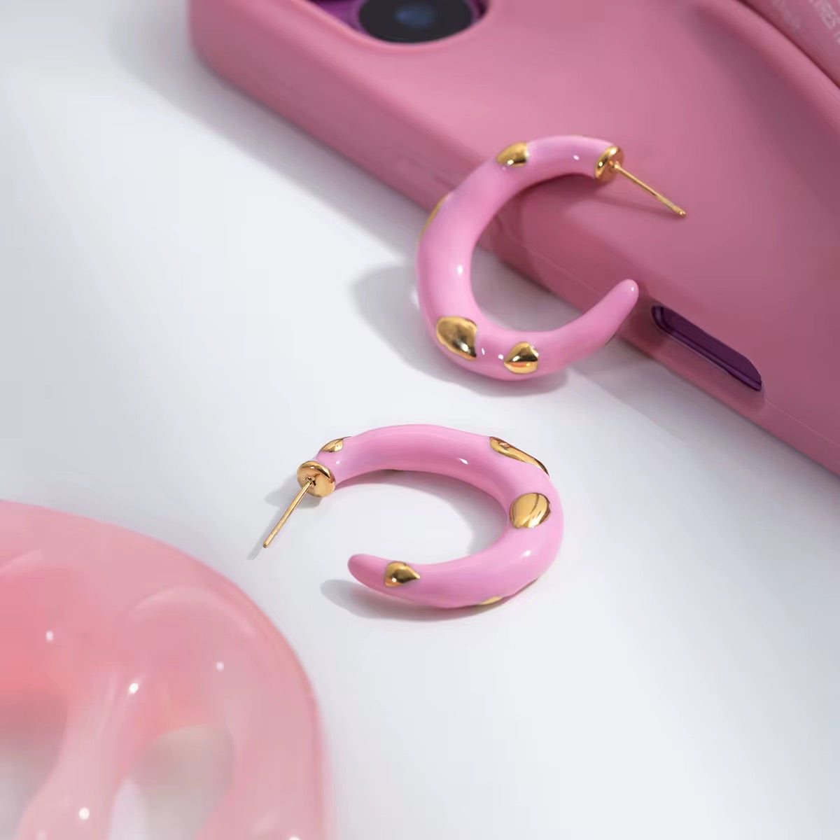 Pink enamel hoops