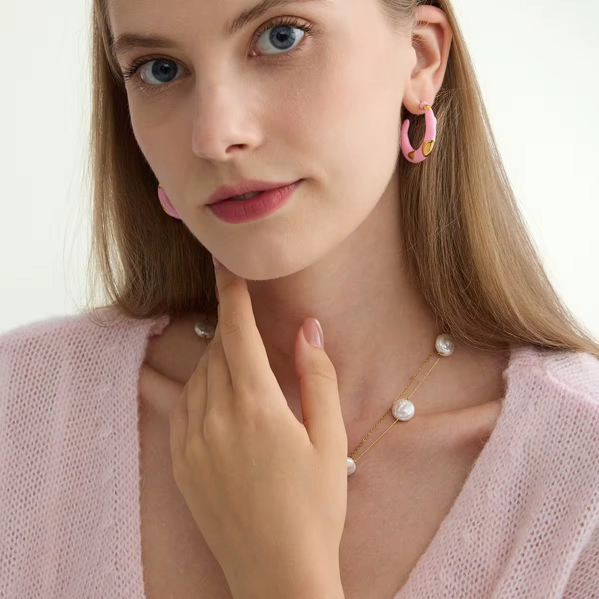Pink enamel hoops
