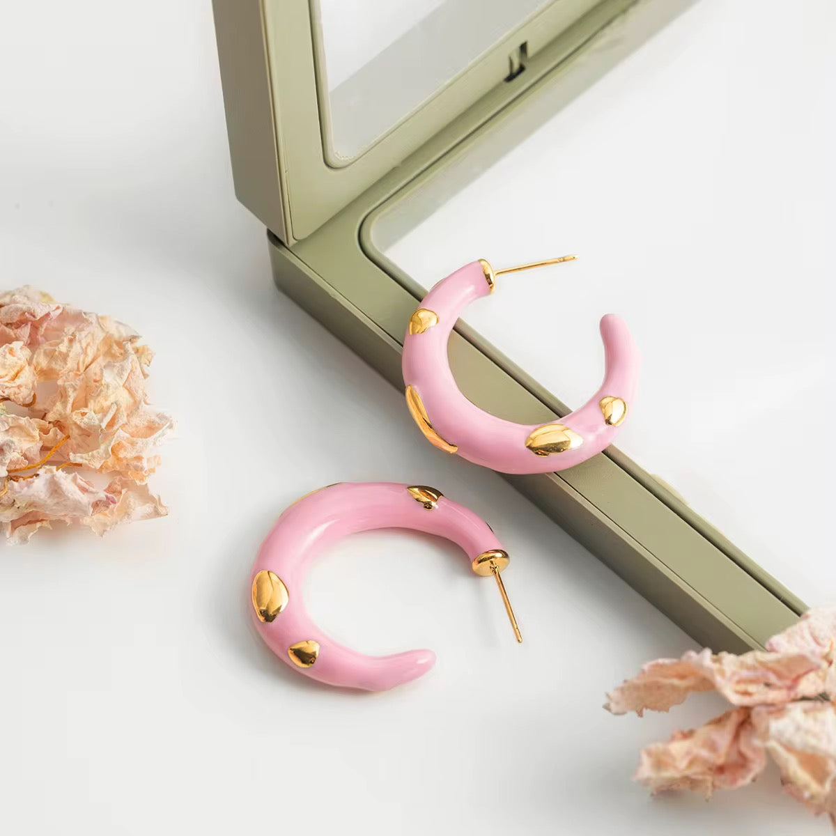 Pink enamel hoops