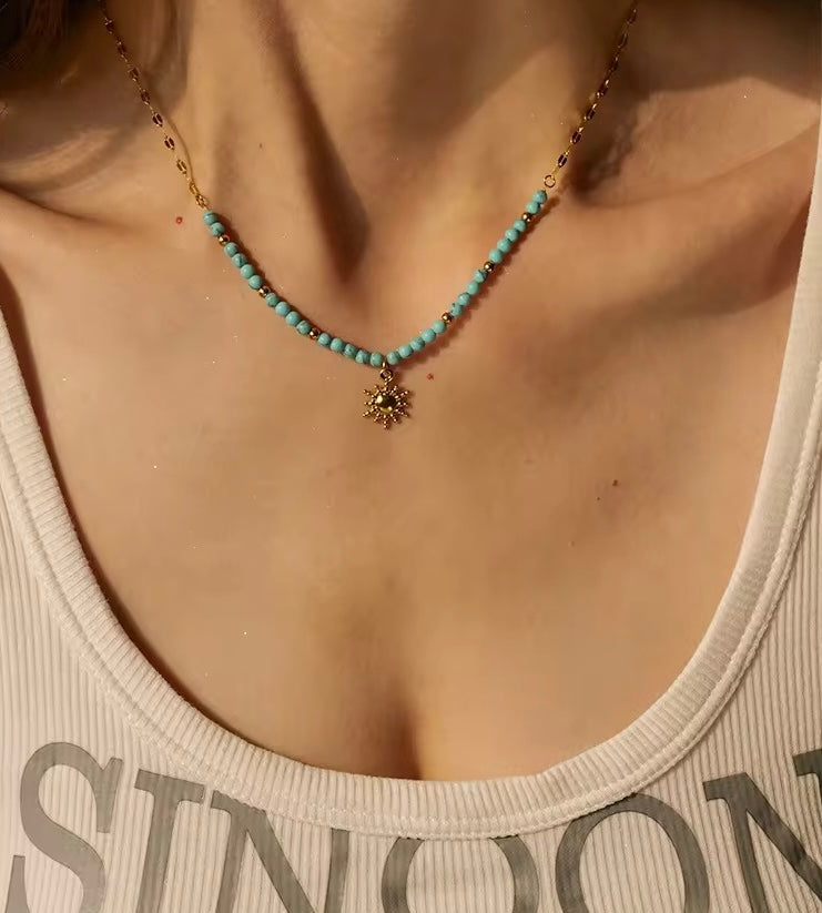 Bohemian Turquoise Sun necklace