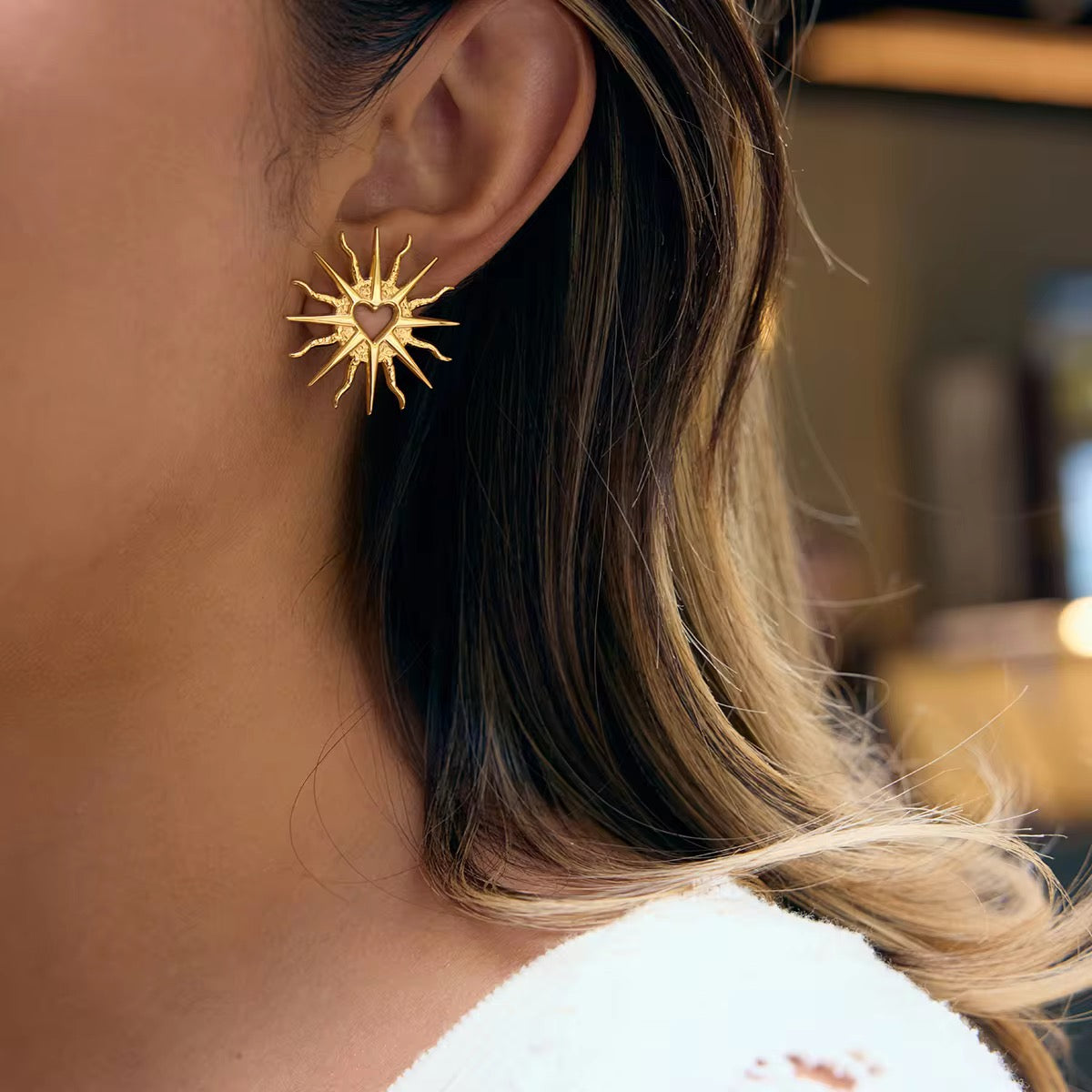 Sun Heart Studs