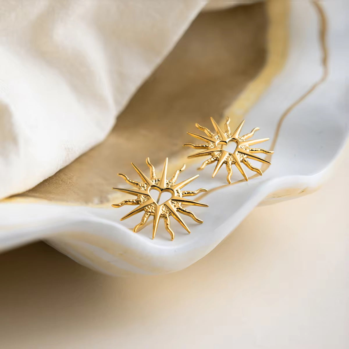Sun Heart Studs