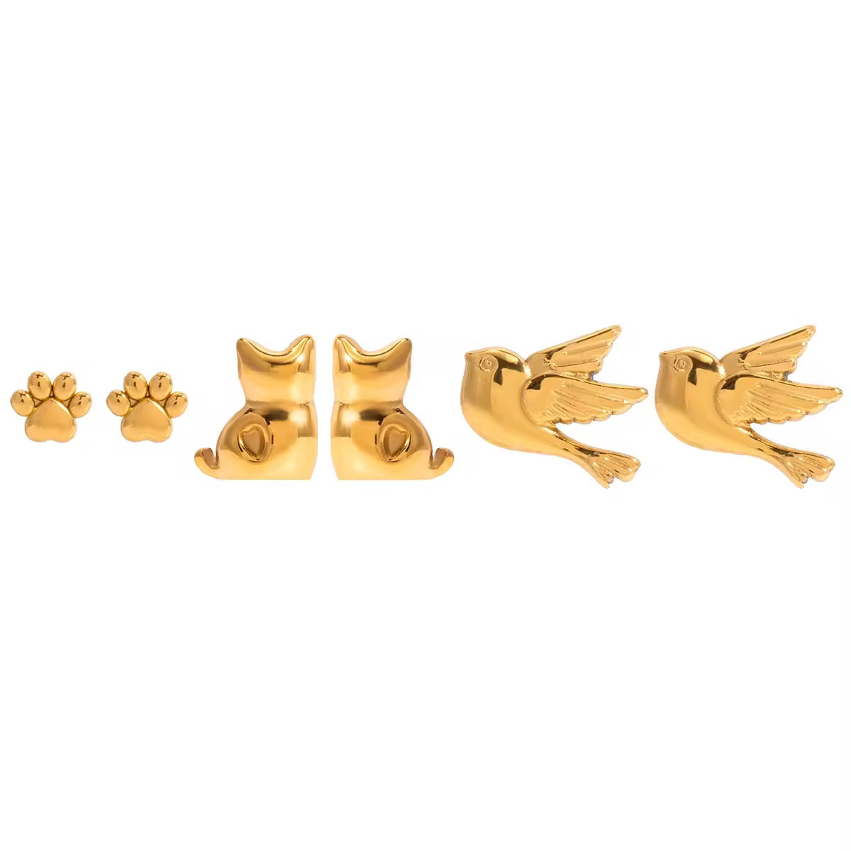 Set of 3 paw studs