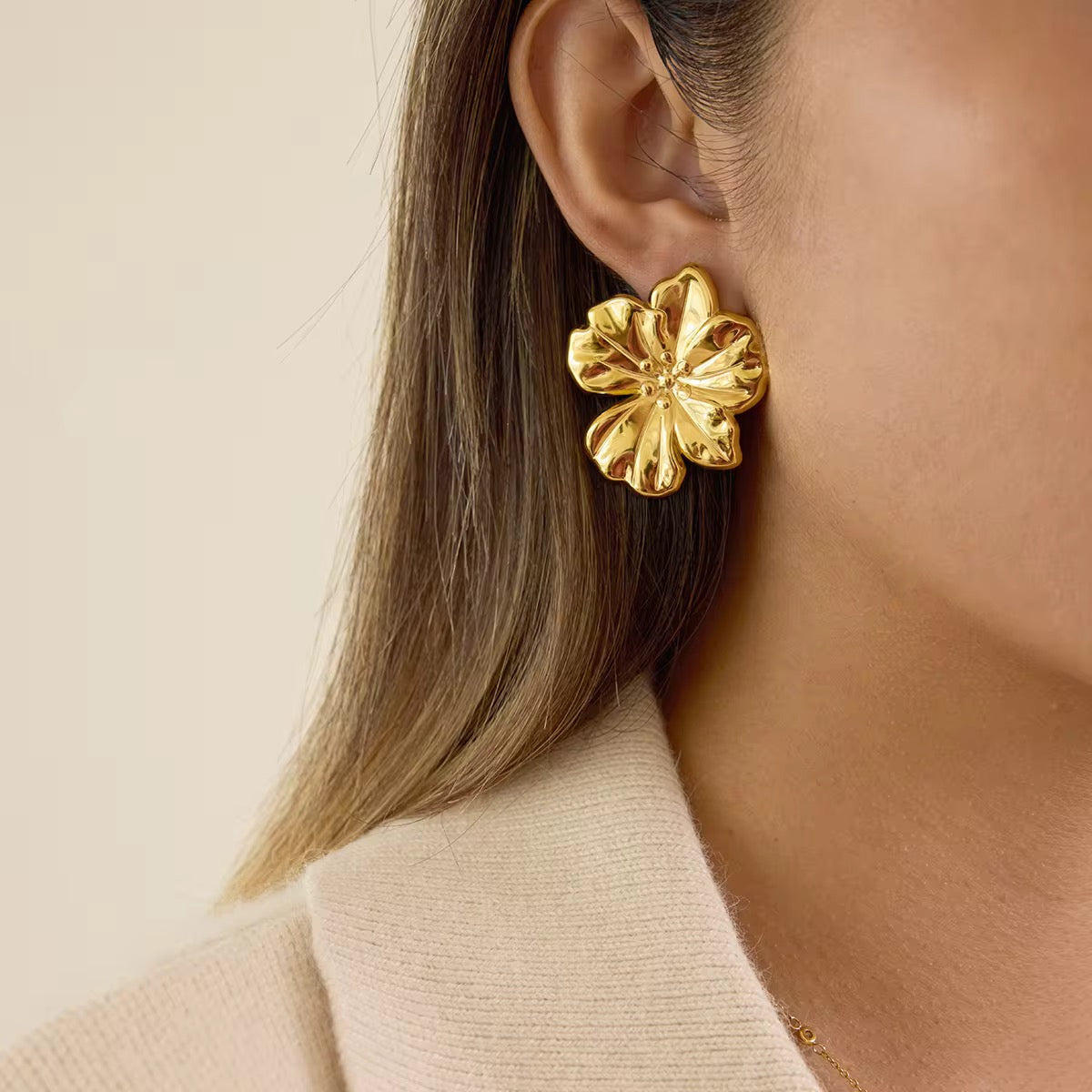 Gold Petal Studs