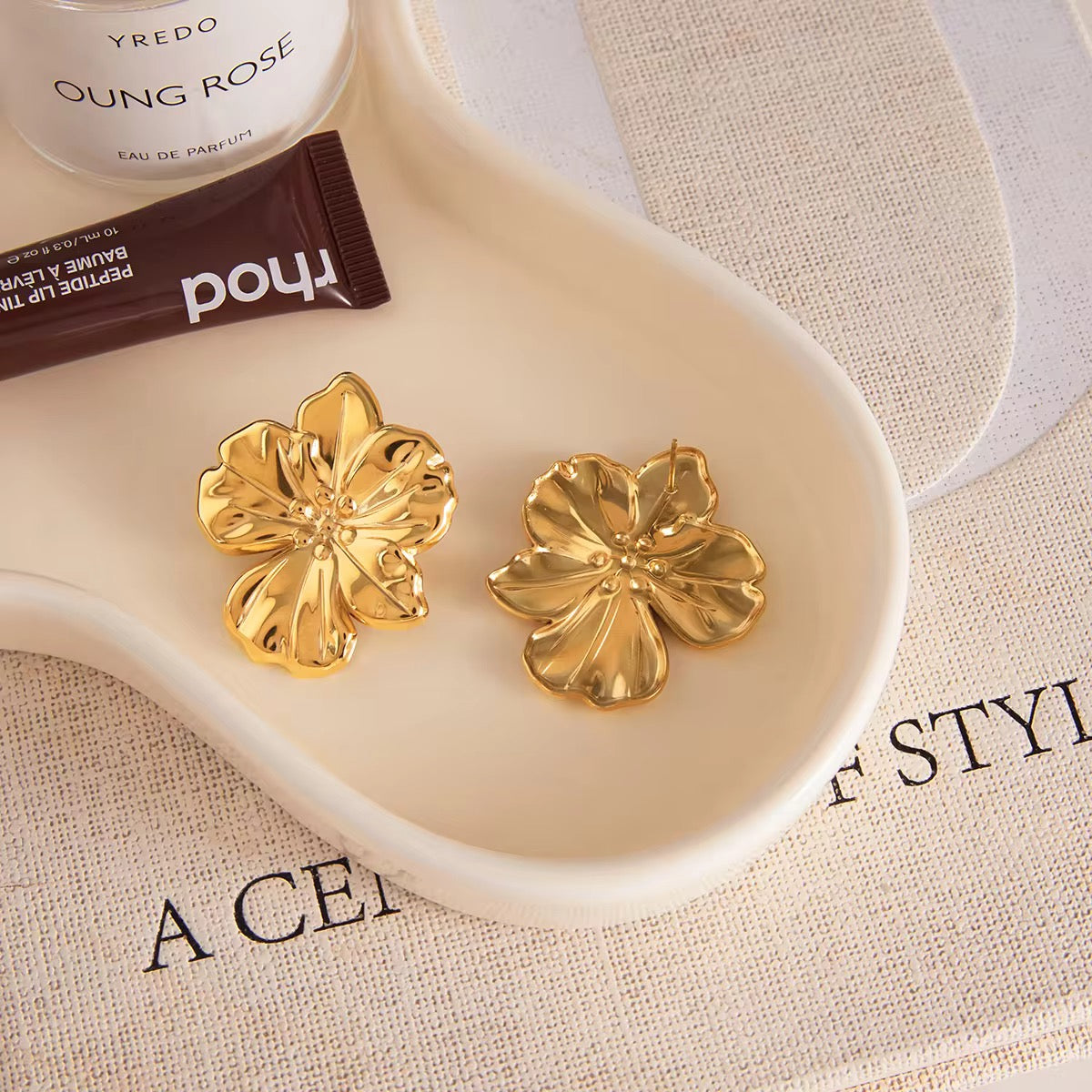 Gold Petal Studs